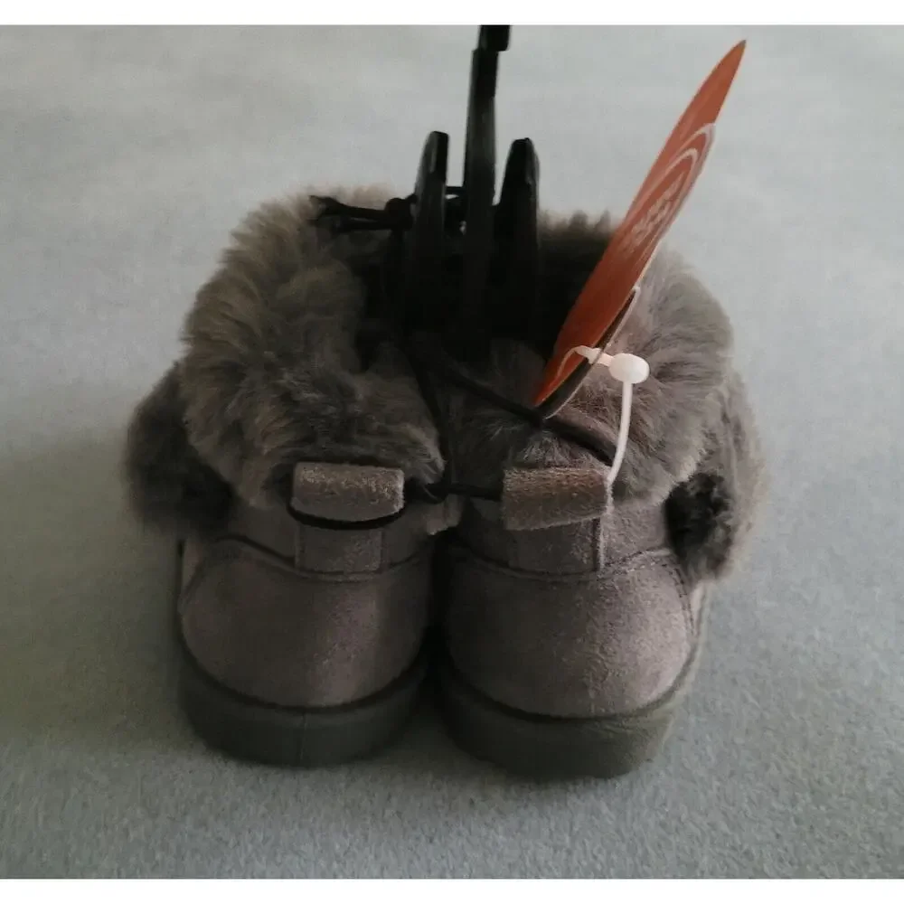 WONDER NATION Infant Girls Faux Shearling Grey Boots--Sz 2--New!